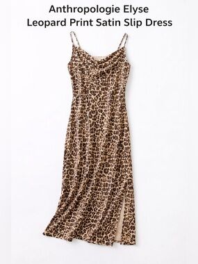 Anthropologie Elyse Leopard Slip Dress 🐆✨